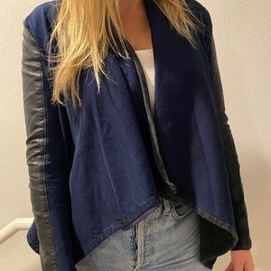 Blank NYC Navy and Vegan Leather Jacket